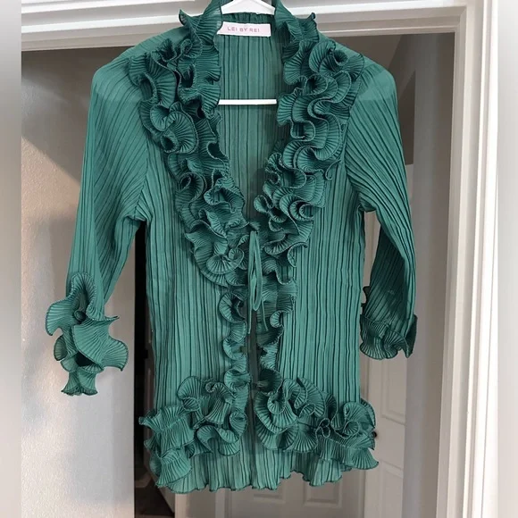 Green Ruffled Blouse - Picture 2 of 5